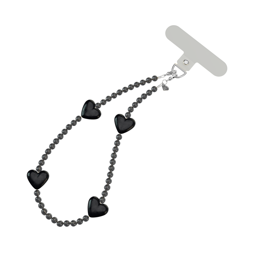 Phone Charm Wristlet - Black Heart
