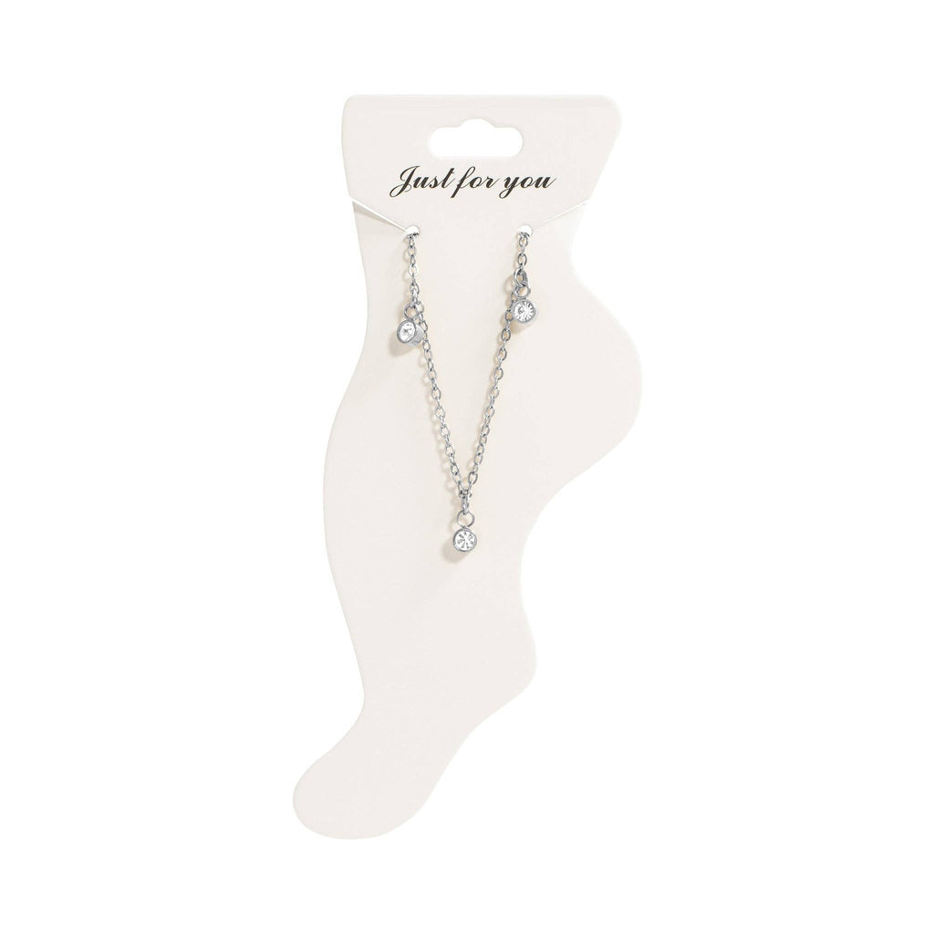 18K Gold PVD Stainless Steel Clear Stone Charm Anklet