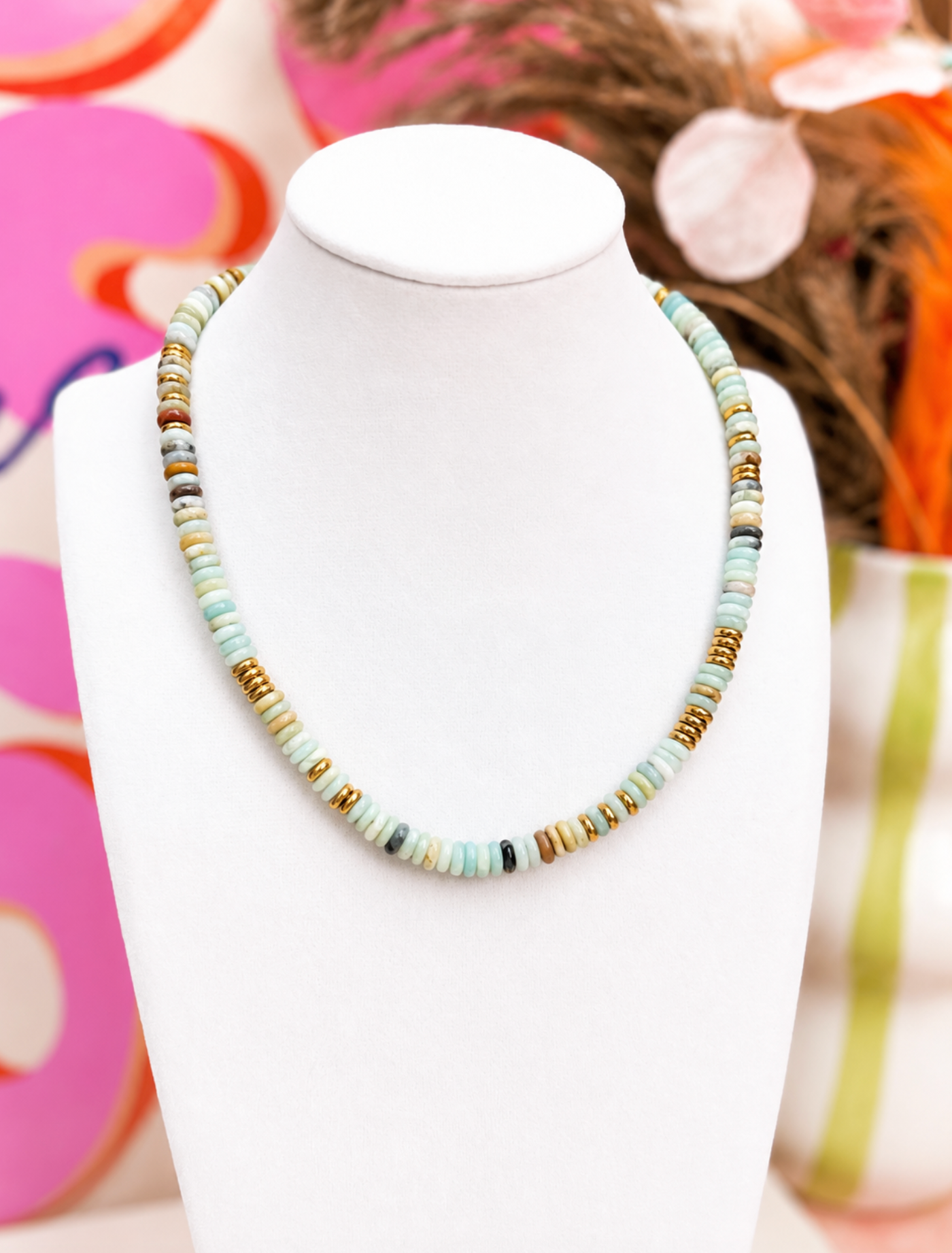 Coastal Stone Beaded Necklace | WATERPROOF