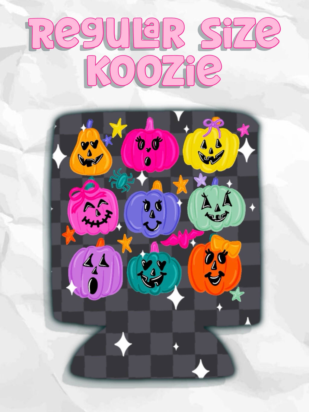 Colorful pumpkin Halloween koozies