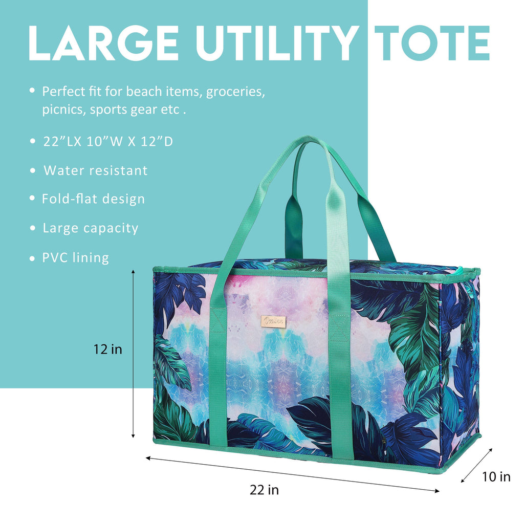 Water-Resistant Large Utility Tote with Lid - Colored Nebula, Extra Capacity