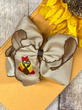 Turkey Embroidered Moonstitch Hair Bow | Clip