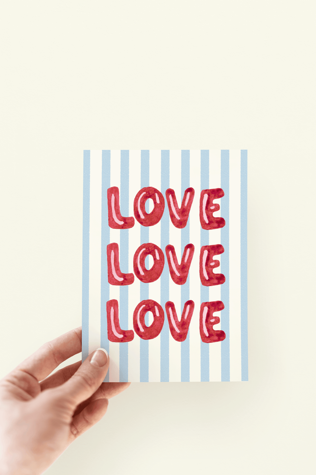 Love Watercolor Balloon Letters Romance Greeting Card