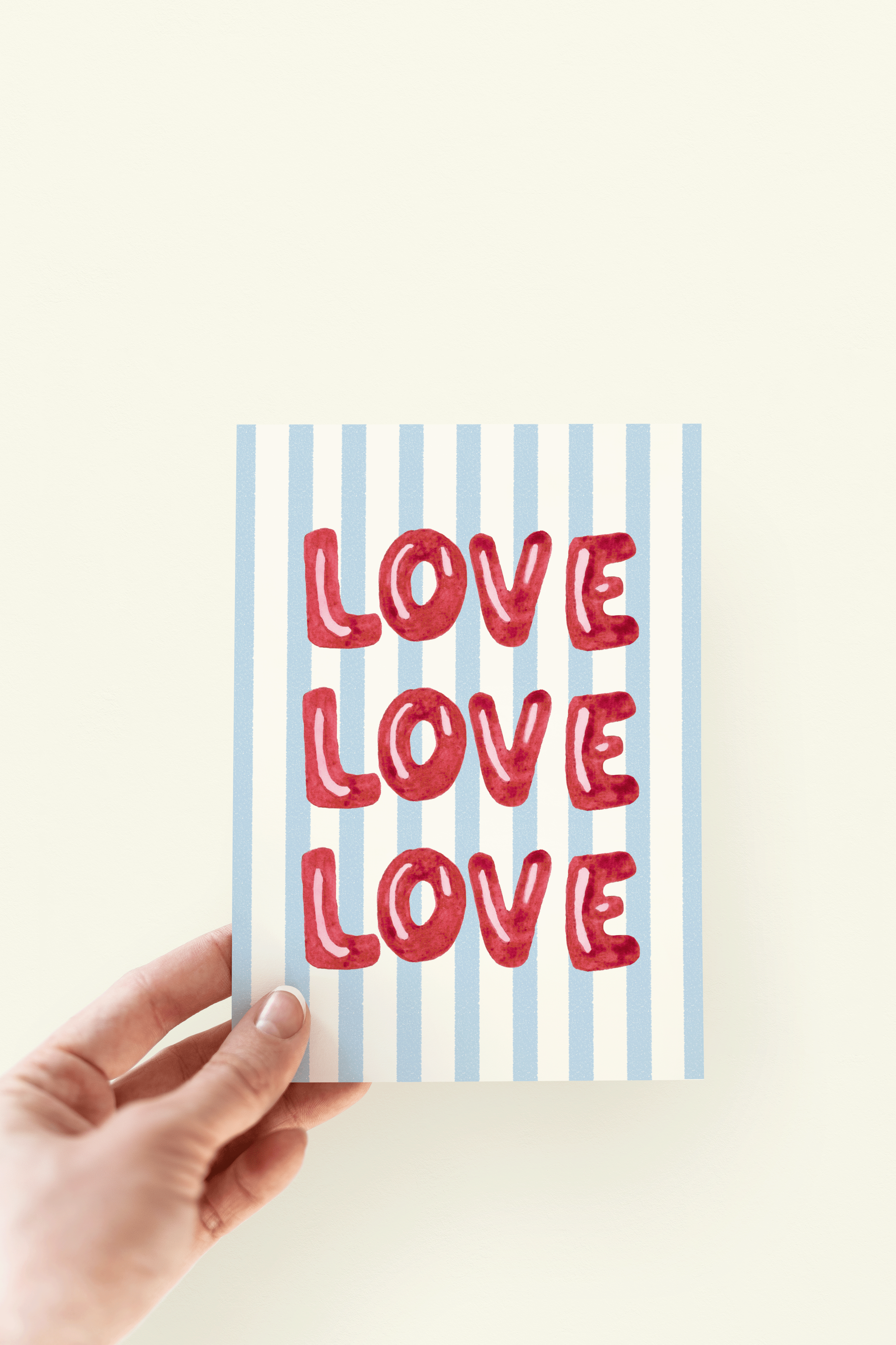 Love Watercolor Balloon Letters Romance Greeting Card
