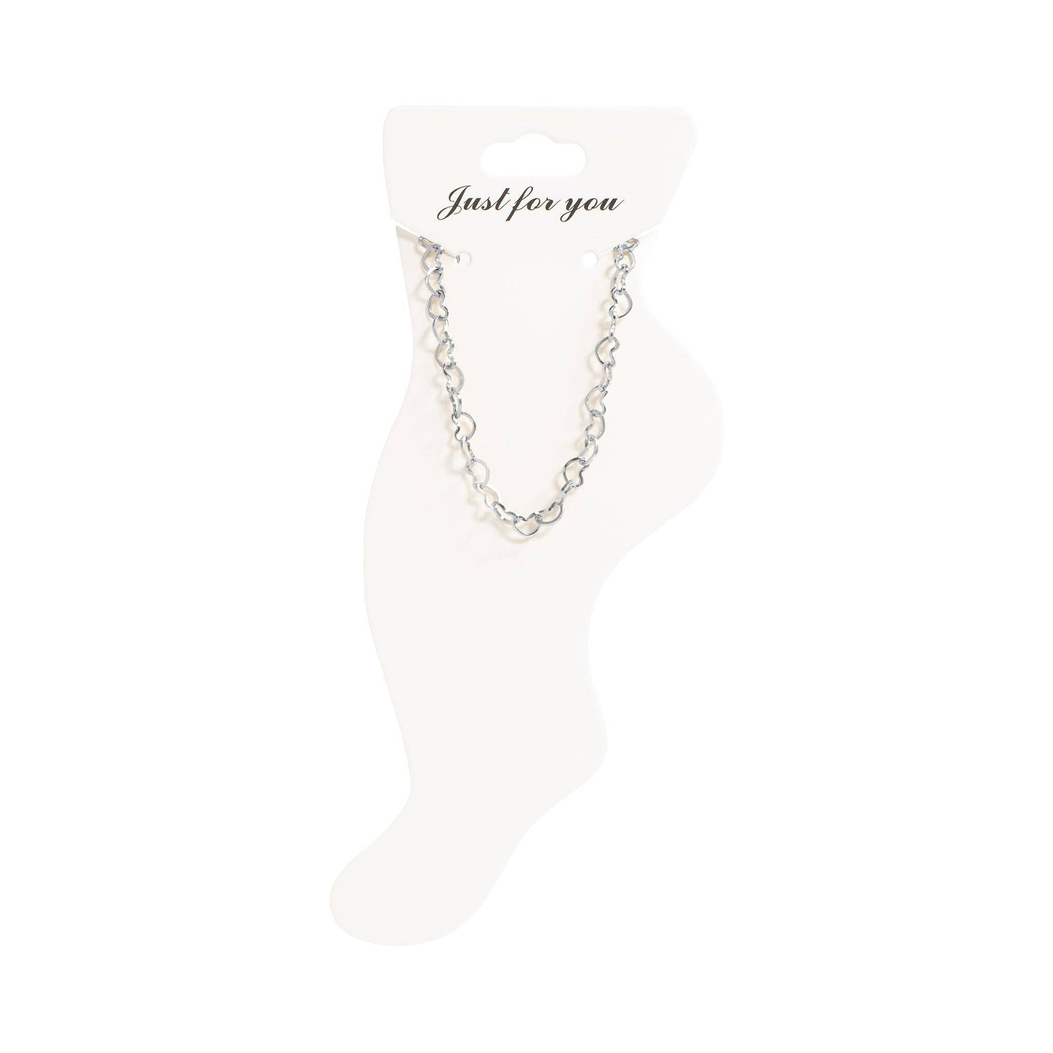 18K Gold PVD Stainless Steel Linked Hearts Anklet