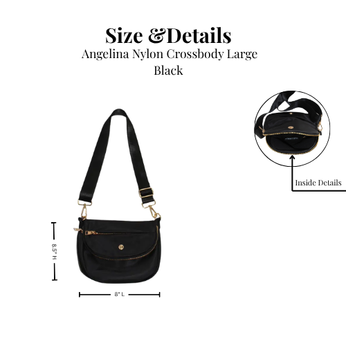 Angelina Nylon Crossbody Shoulder Belt Bag Black LARGE