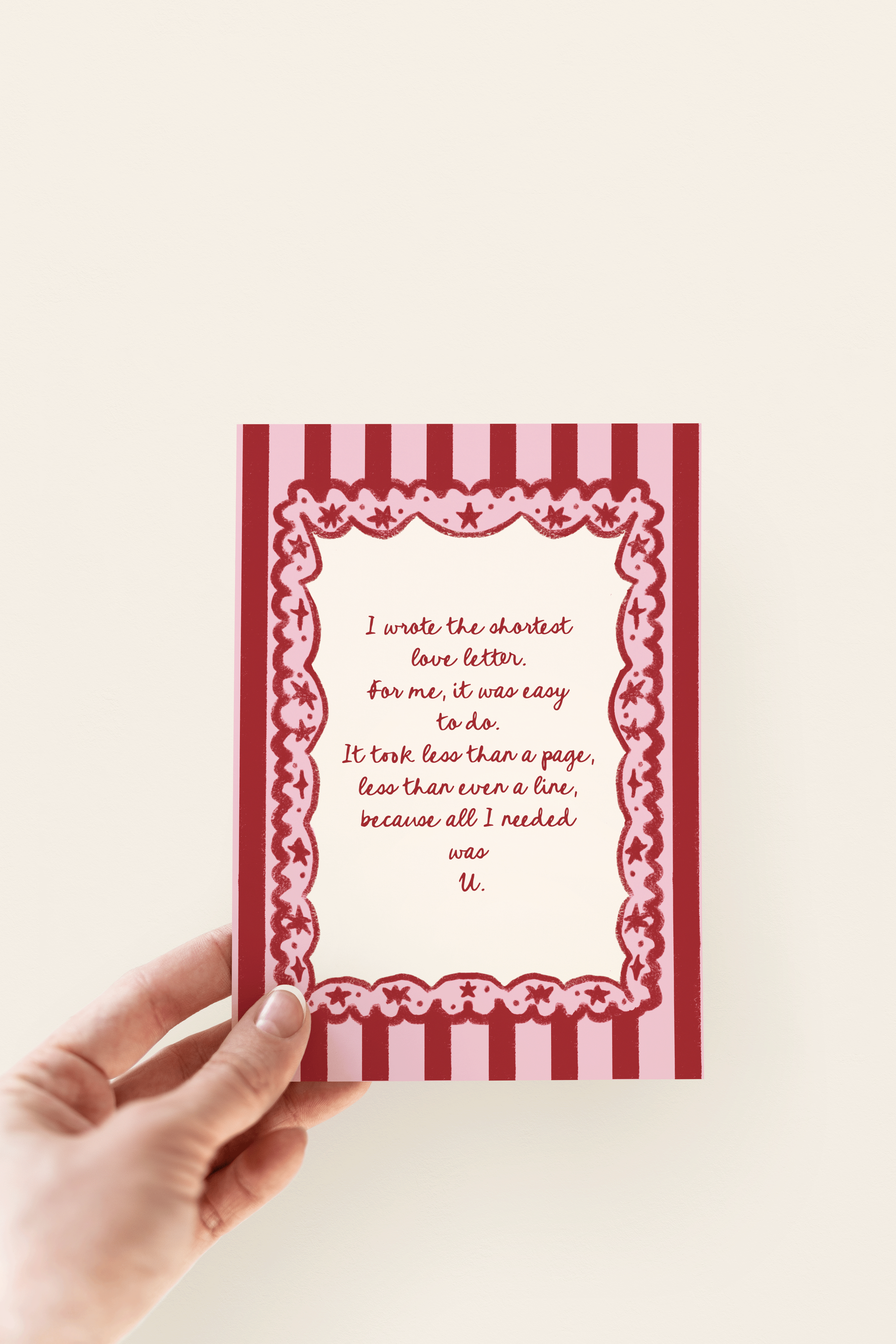 Shortest Love Letter Romance Poem Greeting Card