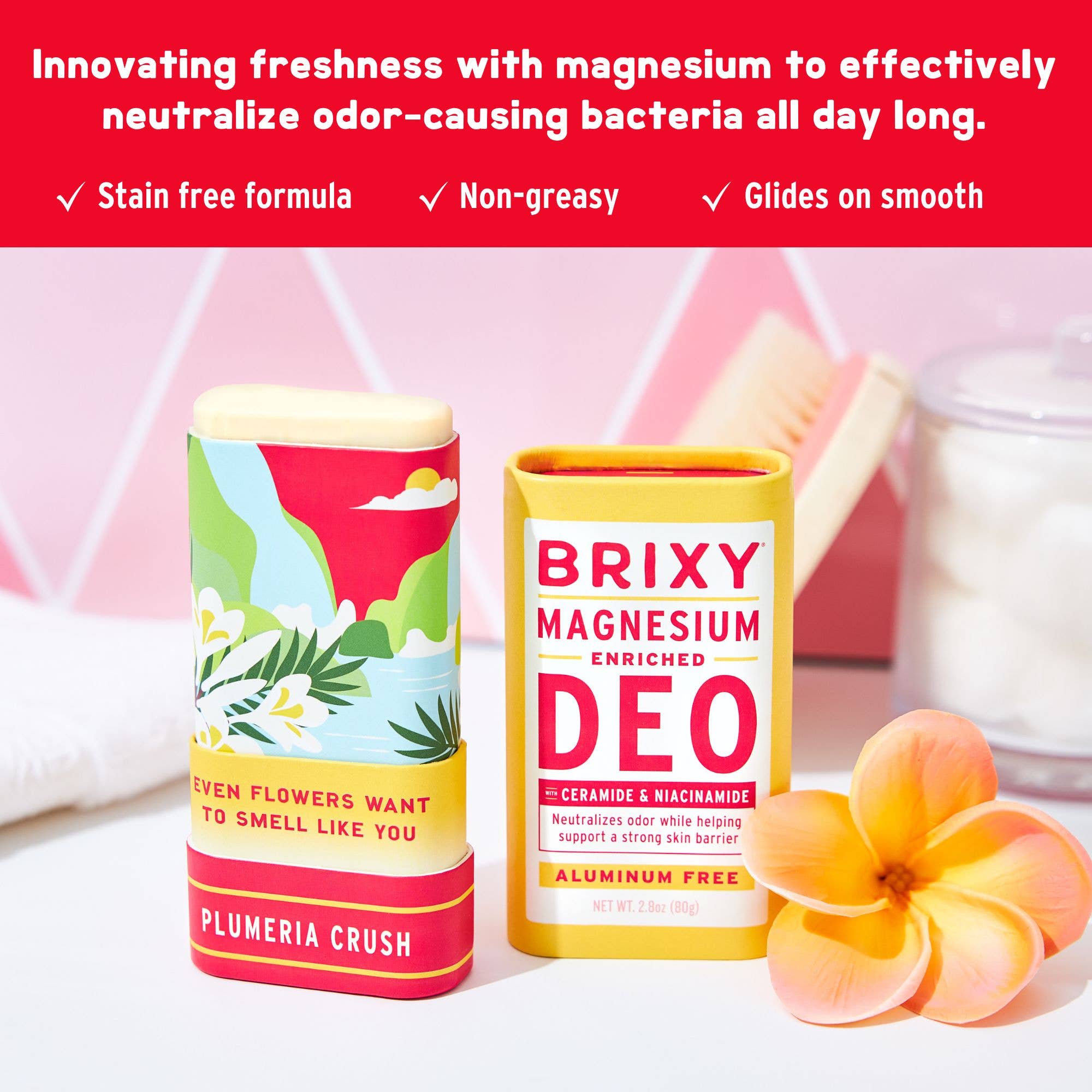 Magnesium Enriched Deodorant | Aluminum Free | Plumeria