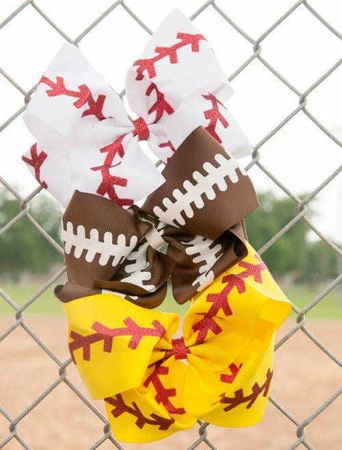 Baseball Stitch Classic Hair Bow | Large Alligator Clip