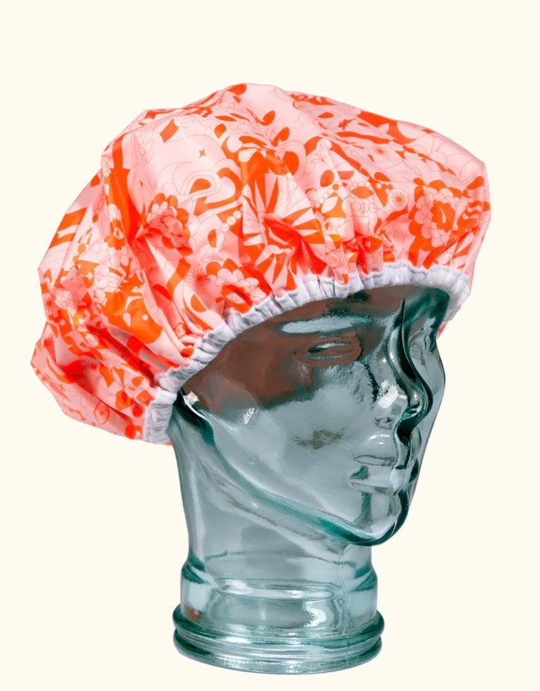 Amika shower cap pink signature print
