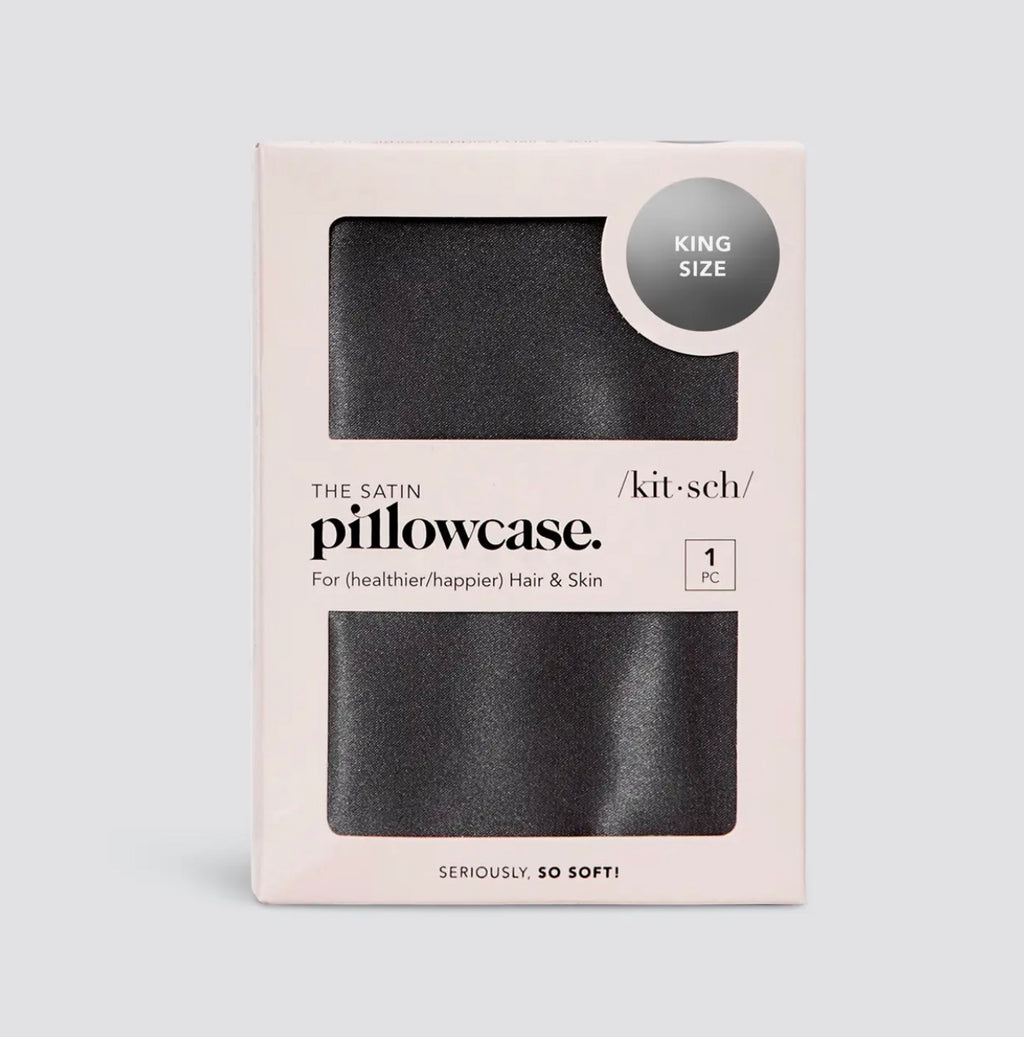 Satin Standard Pillowcase- Charcoal Black