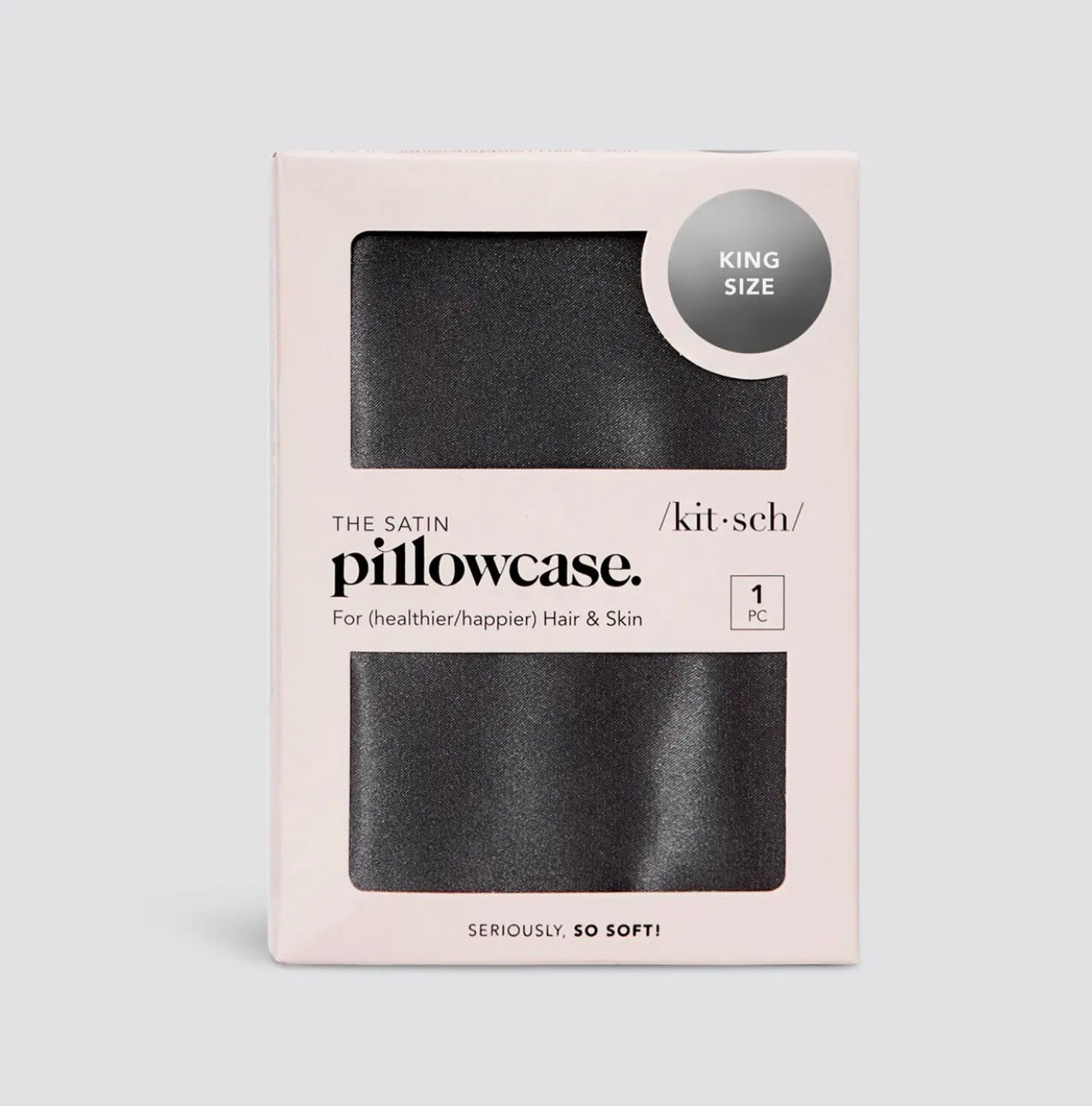 Satin Standard Pillowcase- Charcoal Black