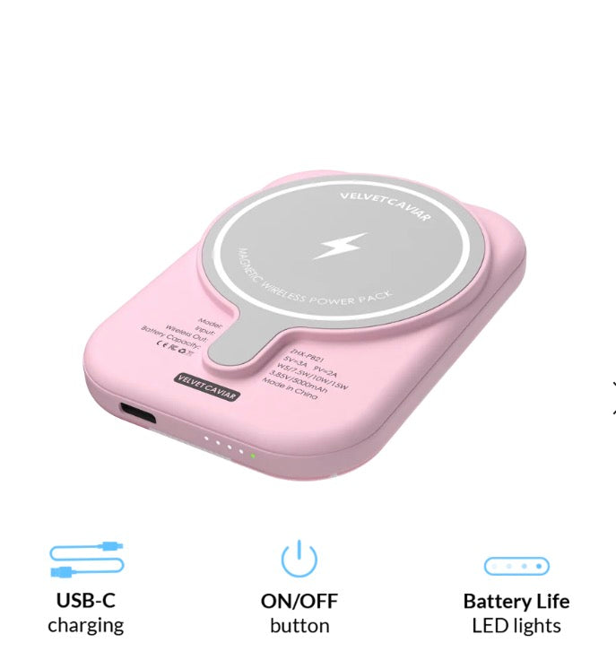 Pink Vibe Checkered Portable MagSafe Charger Power Pack