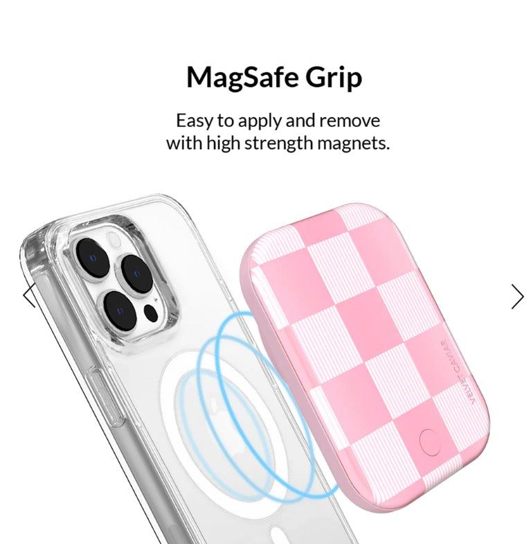 Pink Vibe Checkered Portable MagSafe Charger Power Pack