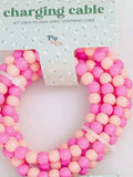 6ft Beaded Phone Charger USB-A & Dual USB-C Lightning Cable