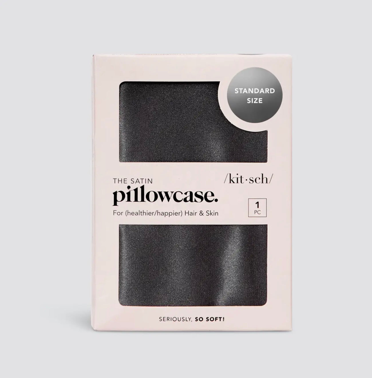 Satin Standard Pillowcase- Charcoal Black