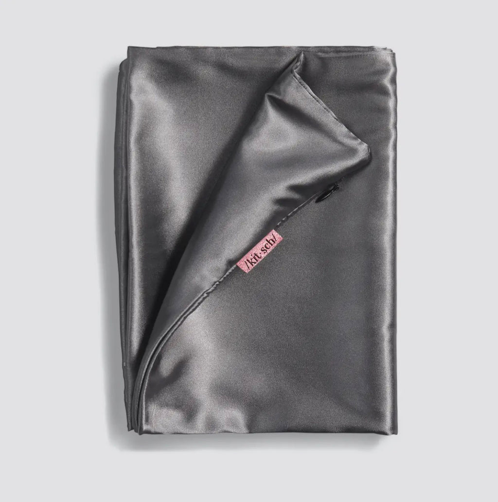 Satin Standard Pillowcase- Charcoal Black
