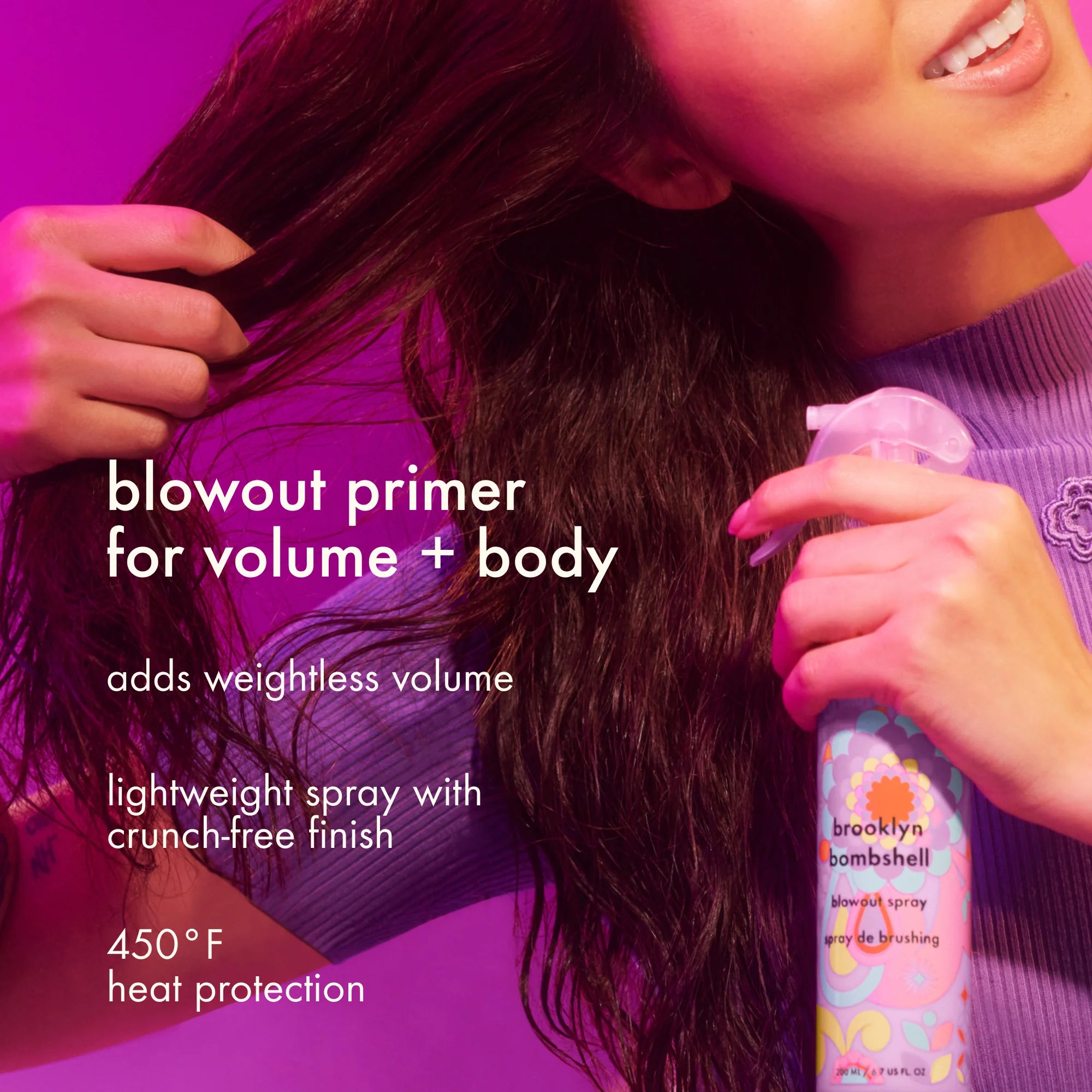 Brooklyn bombshell
blowout + blow dry spray