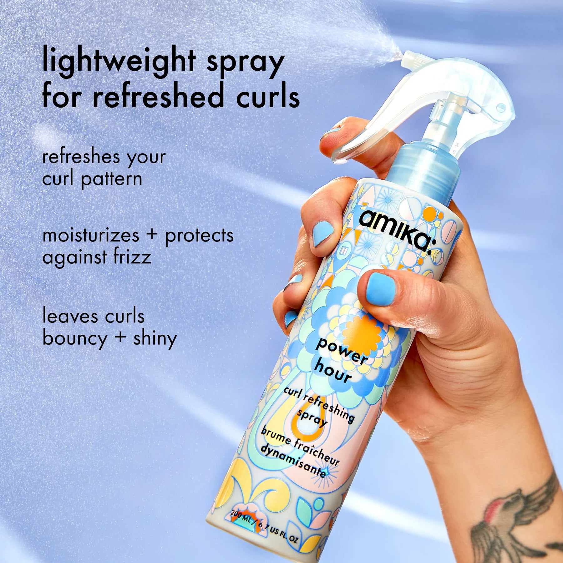 Power hour curl refreshing spray