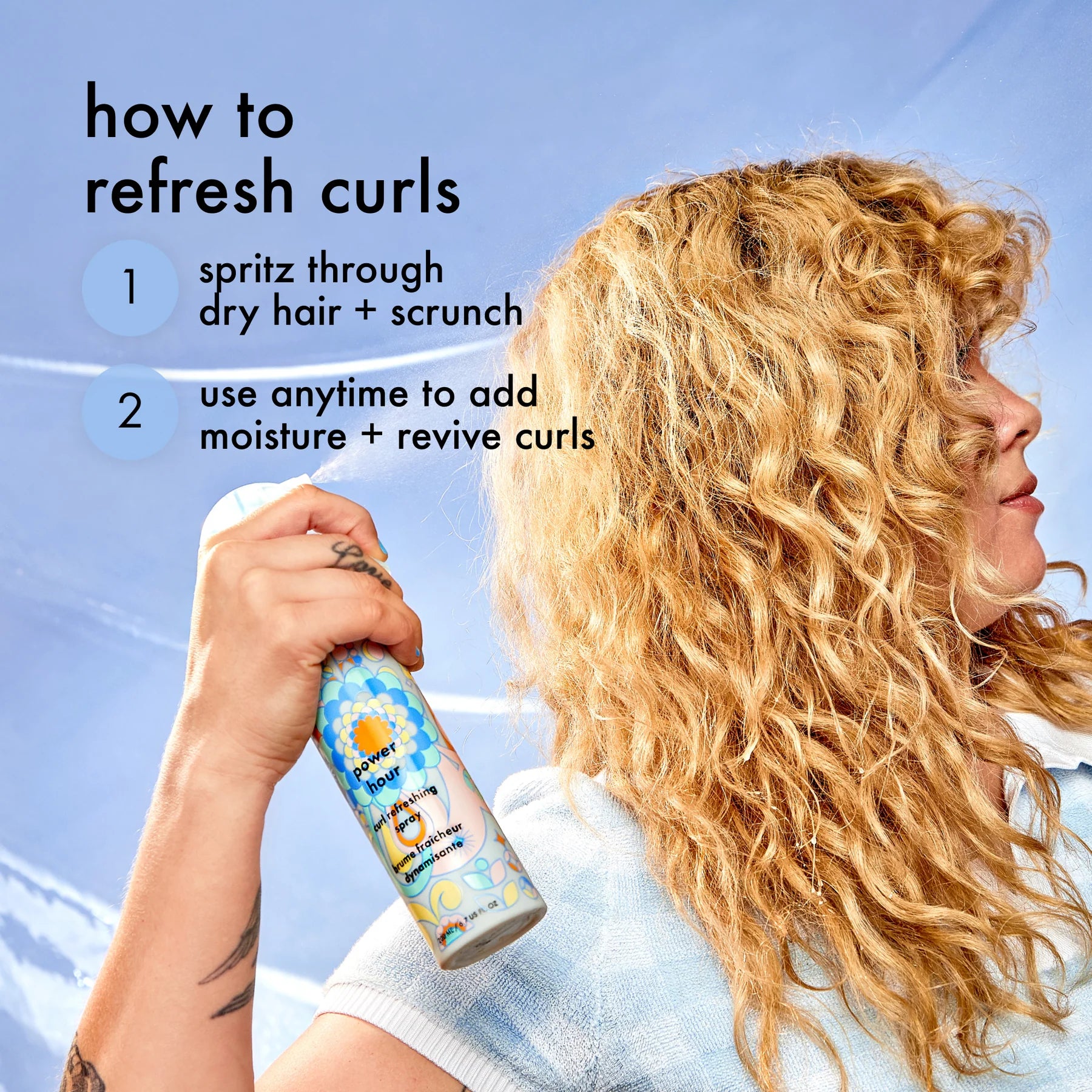 Power hour curl refreshing spray