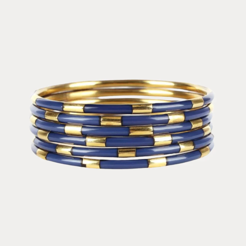 Navy Veda Bangles l set of 6 l BuDha Girl