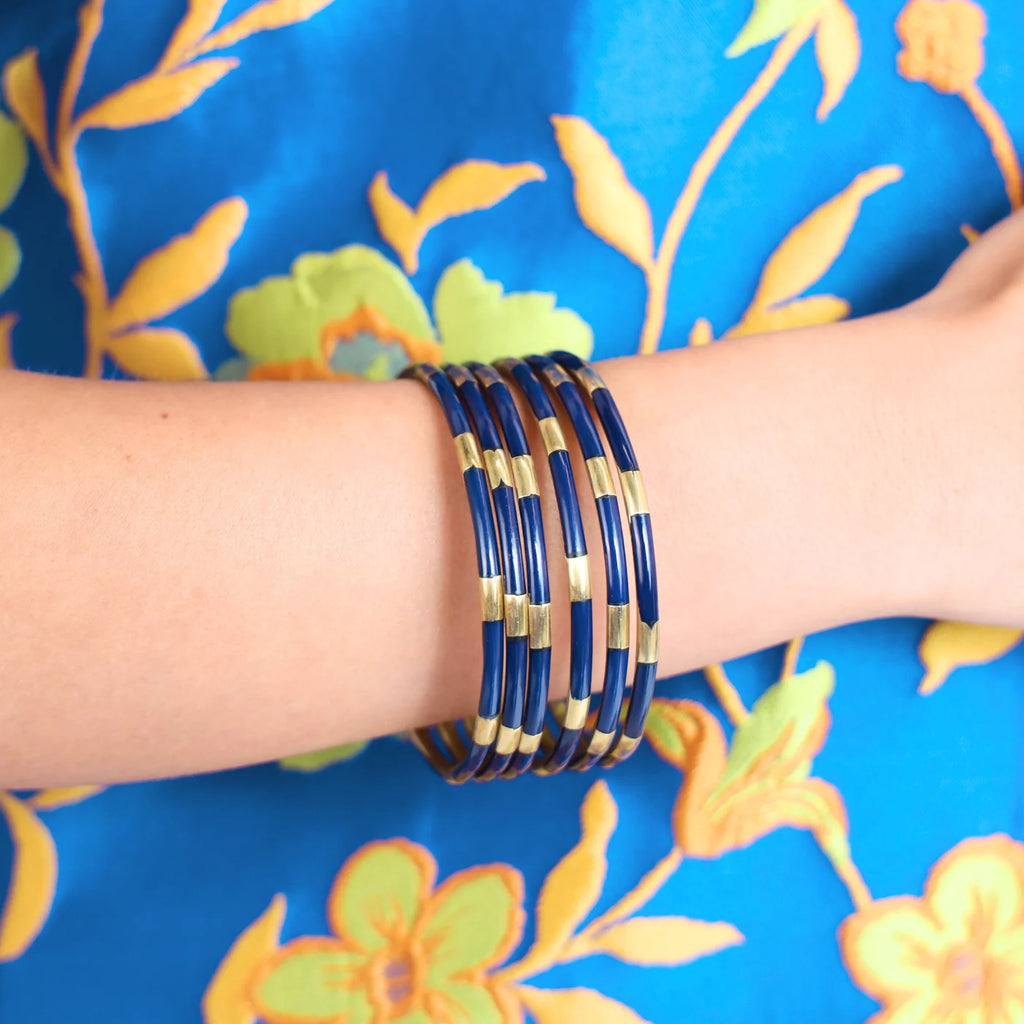 Navy Veda Bangles l set of 6 l BuDha Girl