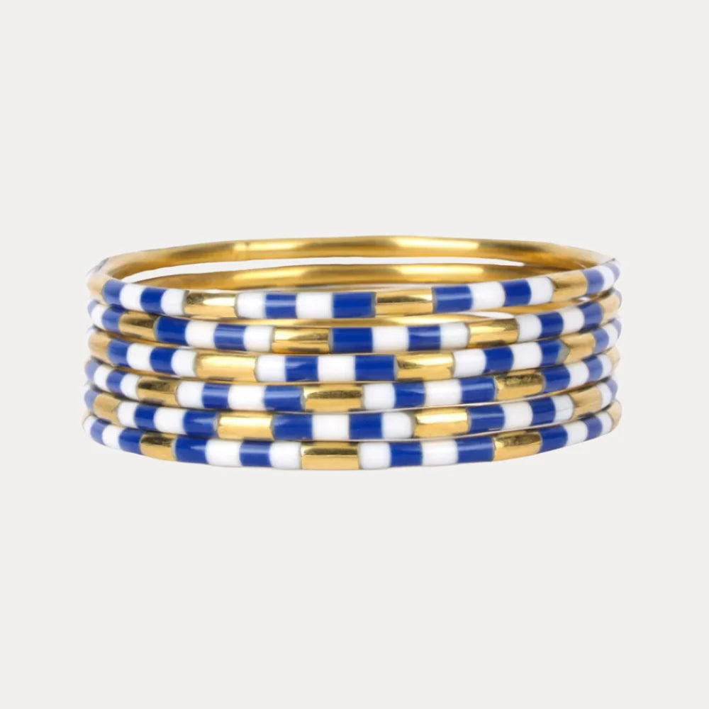 Blue/White Veda Bangles l set of 6 l BuDha Girl