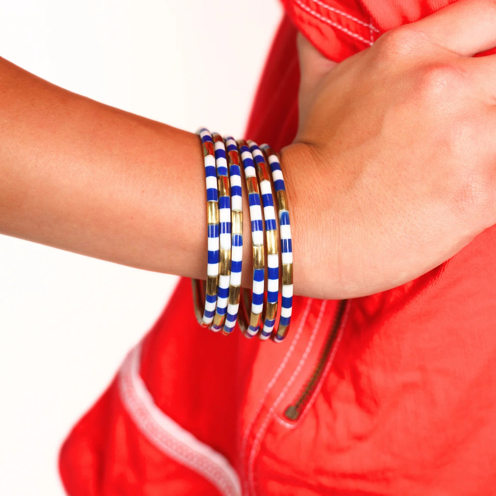 Blue/White Veda Bangles l set of 6 l BuDha Girl