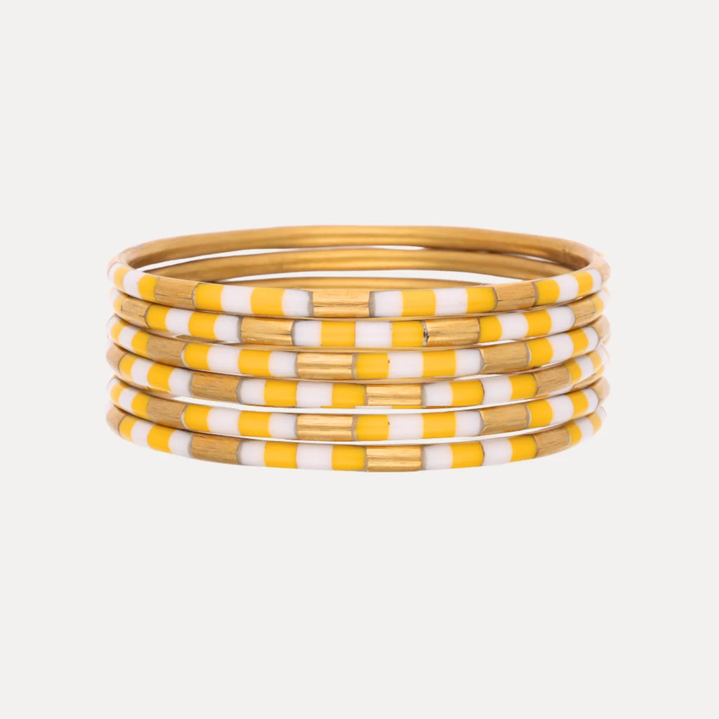 Yellow/White Veda Bangles l set of 6 l BuDha Girl