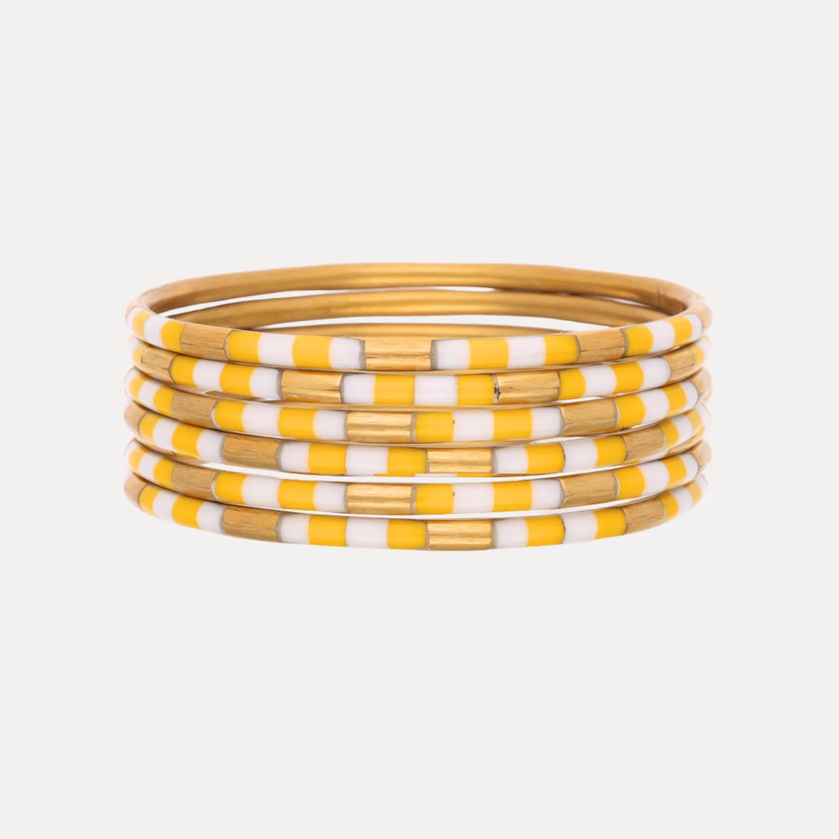 Yellow/White Veda Bangles l set of 6 l BuDha Girl