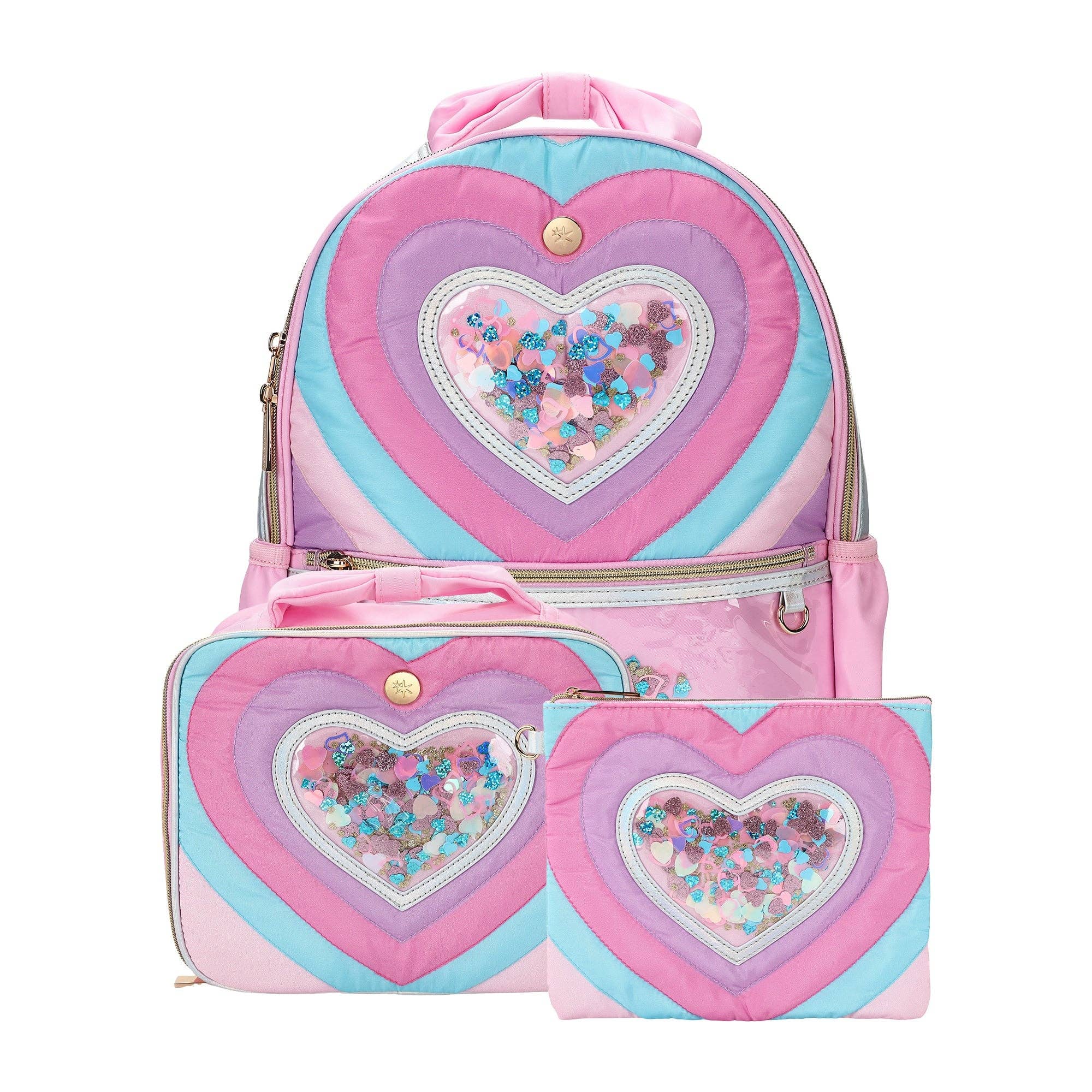 "Taylor" Quilted Hearts Confetti Pencil Pouch