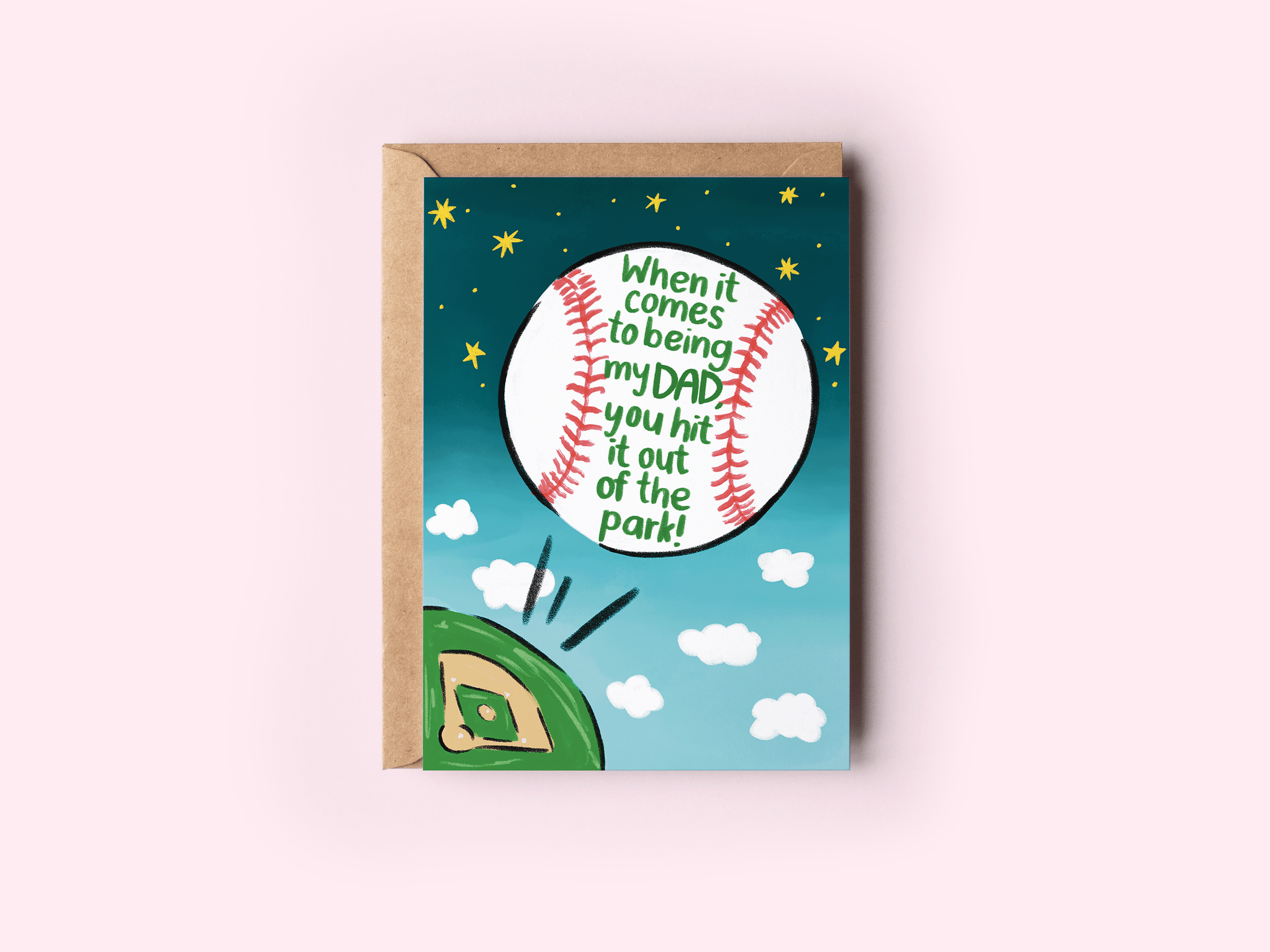 Baseball Out of the Park Father's Day Greeting Card