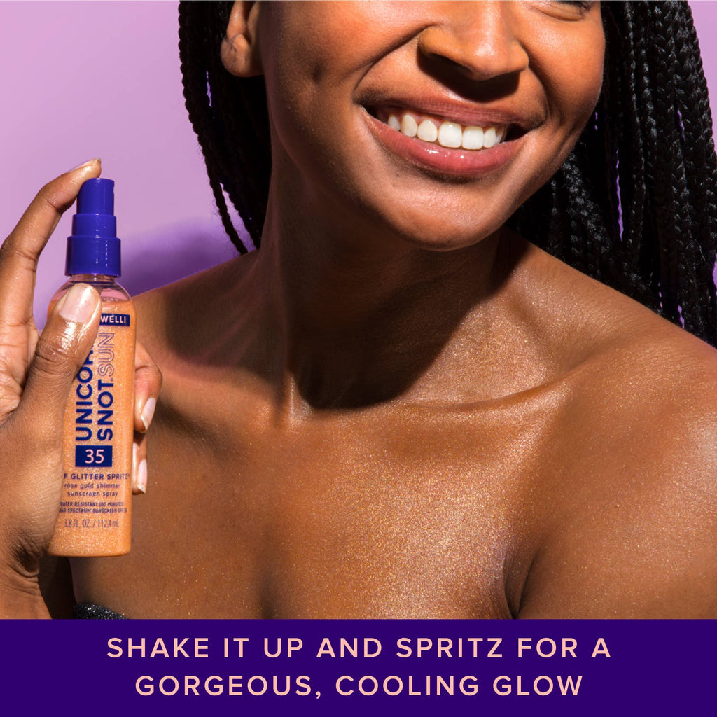 SPF 35 Glitter Spritz | Sunscreen Spray | Rose Gold Shimmer