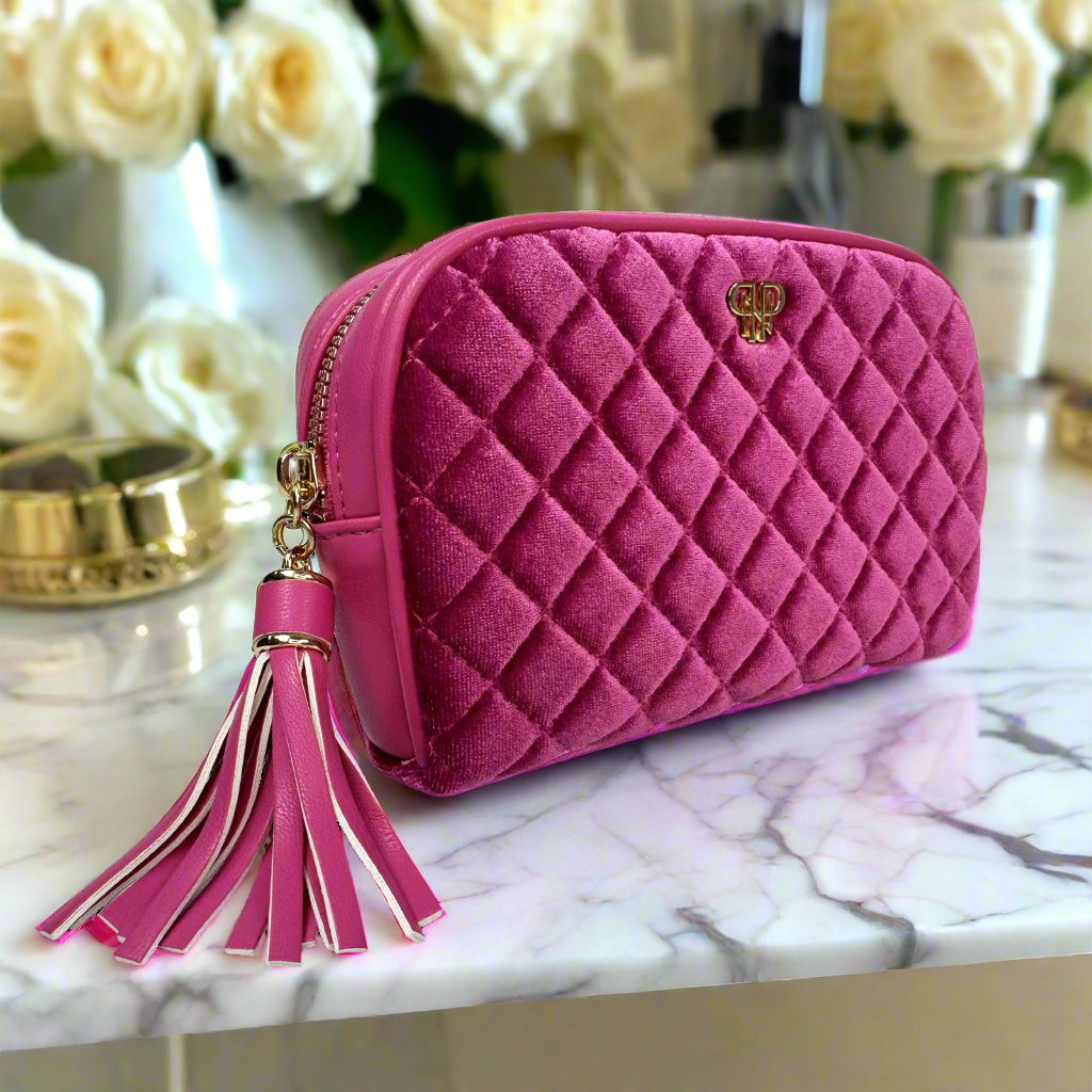 Glam Makeup Case Fuchsia Velvet - PurseN