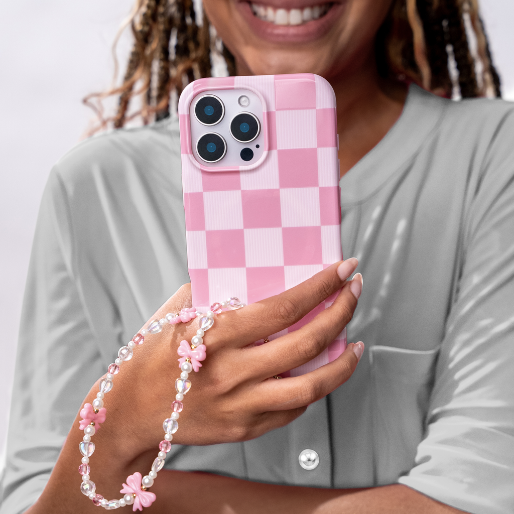 Phone Charm Wristlet - Pink Bow
