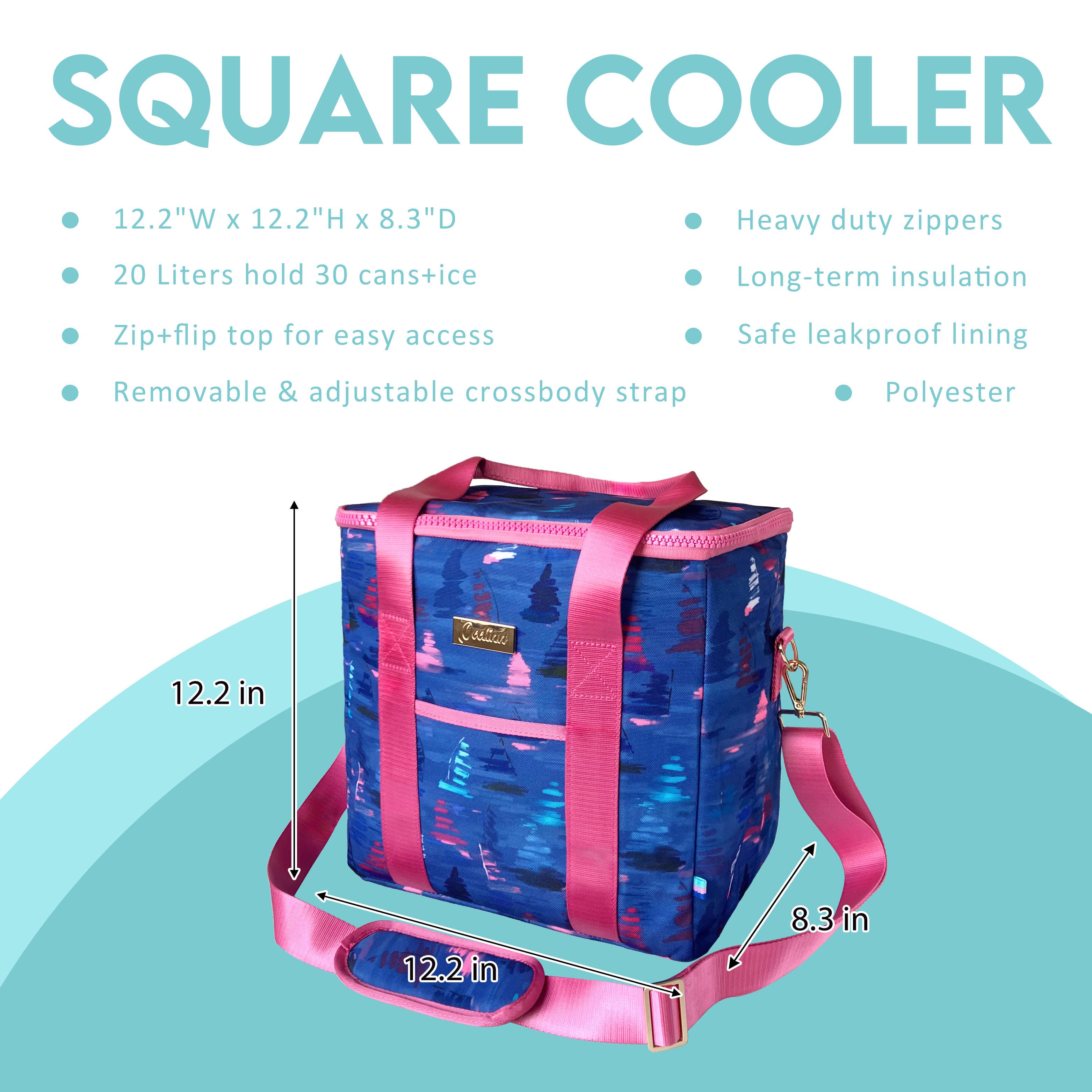 Teal and light pink cooler bag