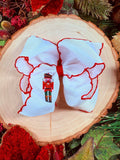 Nutcracker Embroidered Moonstitch Hair Bow | Clip or Headband