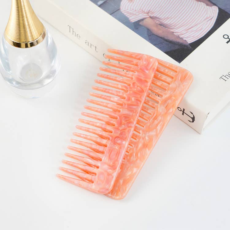 Marbled Acetate Wide-Tooth Hair Comb