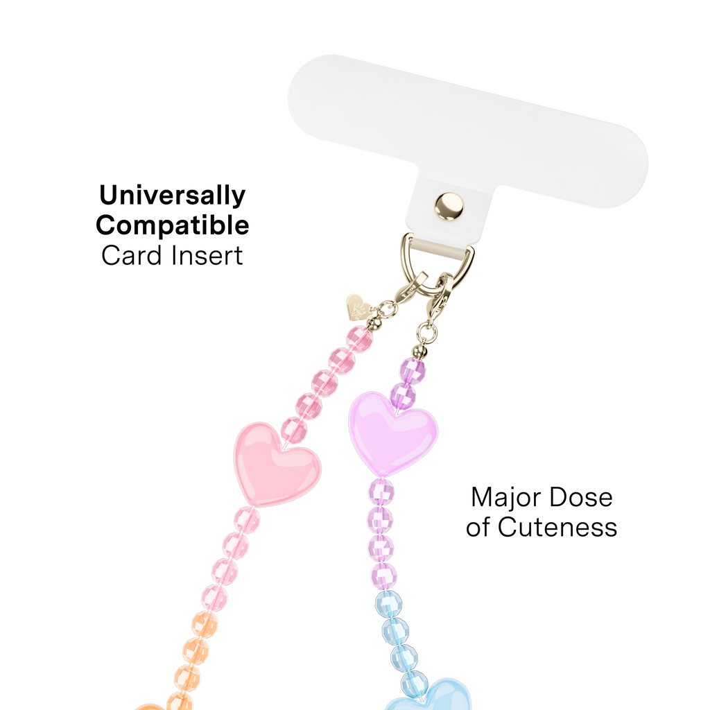 Phone Charm Wristlet- Rainbow Heart