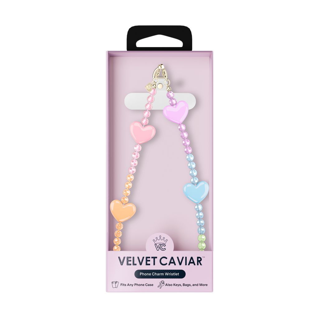 Phone Charm Wristlet- Rainbow Heart