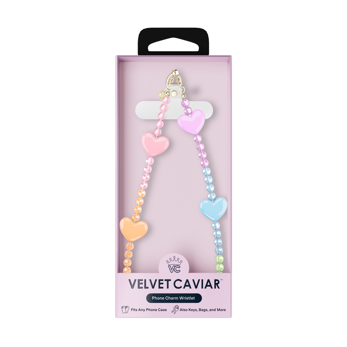 Phone Charm Wristlet- Rainbow Heart