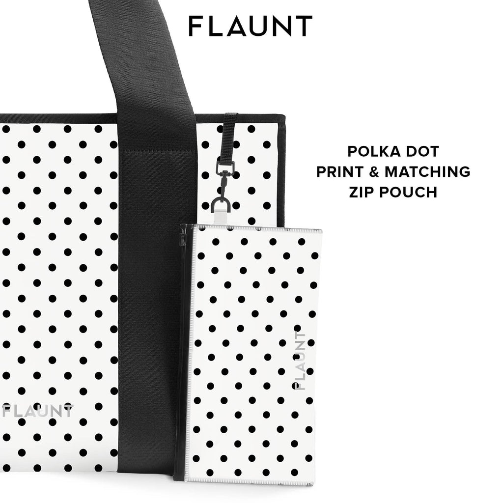 White Polka Dot Everyday Tote Bag with Pouch