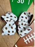 Mini Football Print Double Layered Hair Bow | Clip or Headband