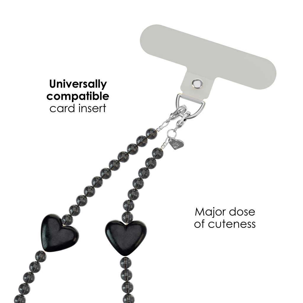 Phone Charm Wristlet - Black Heart