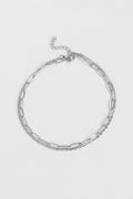 2 Row Stainless Steel Loop and Paperclip Chain Anklet