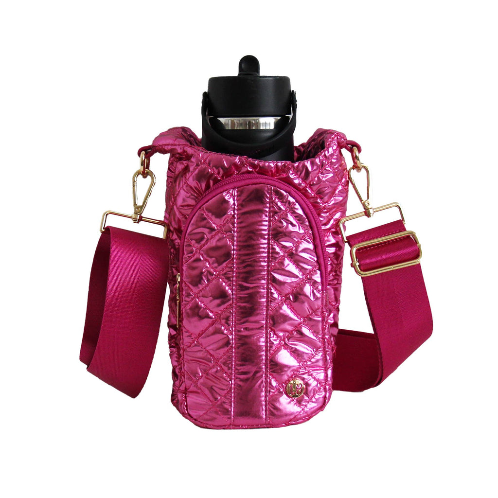 Drink Carrier Crossbody Bag Cup Holder Pink Fuchsia 