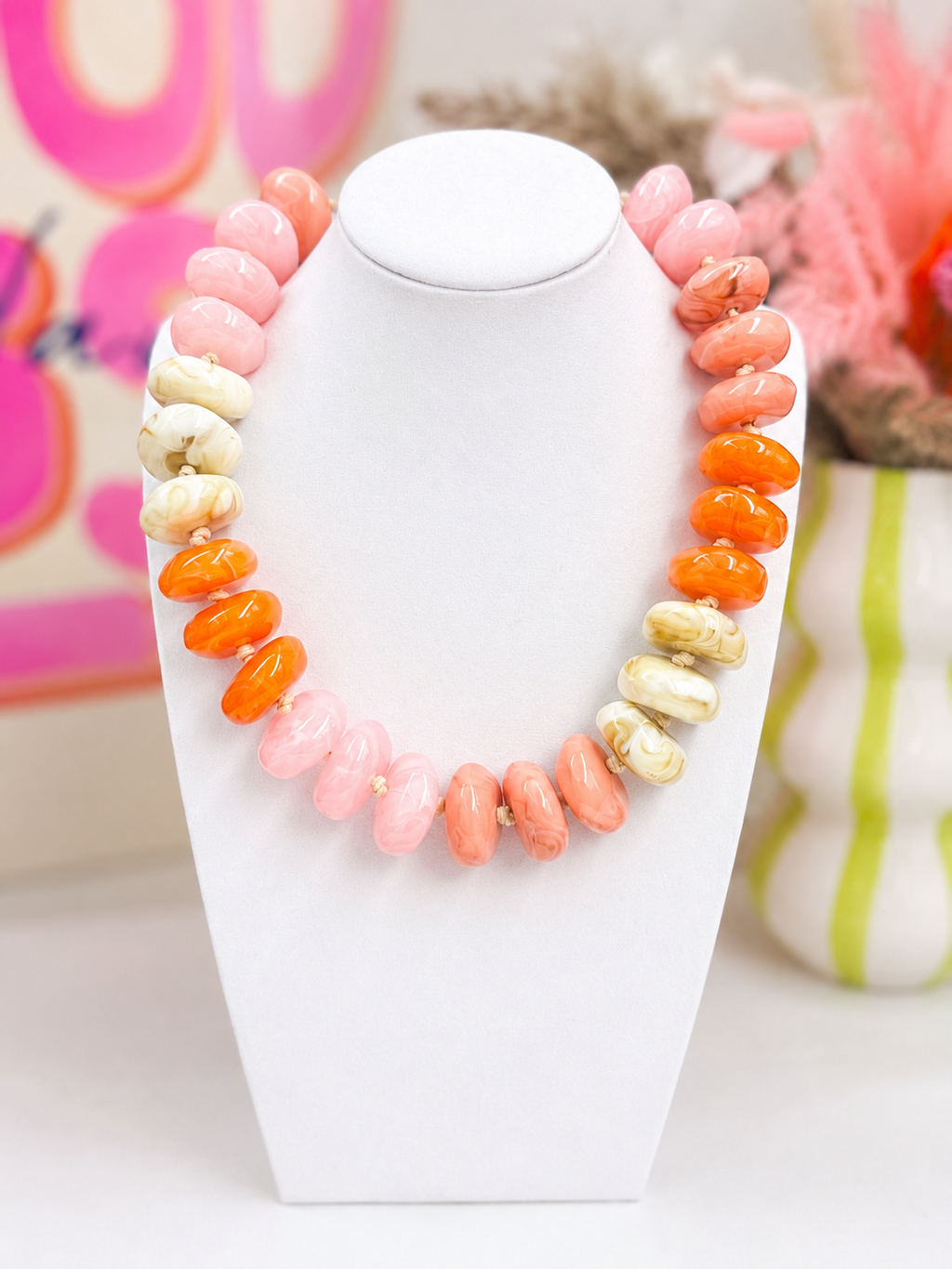 Sunkissed Statement Chunky Beaded Statement Necklace