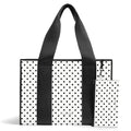 White Polka Dot Everyday Tote Bag with Pouch