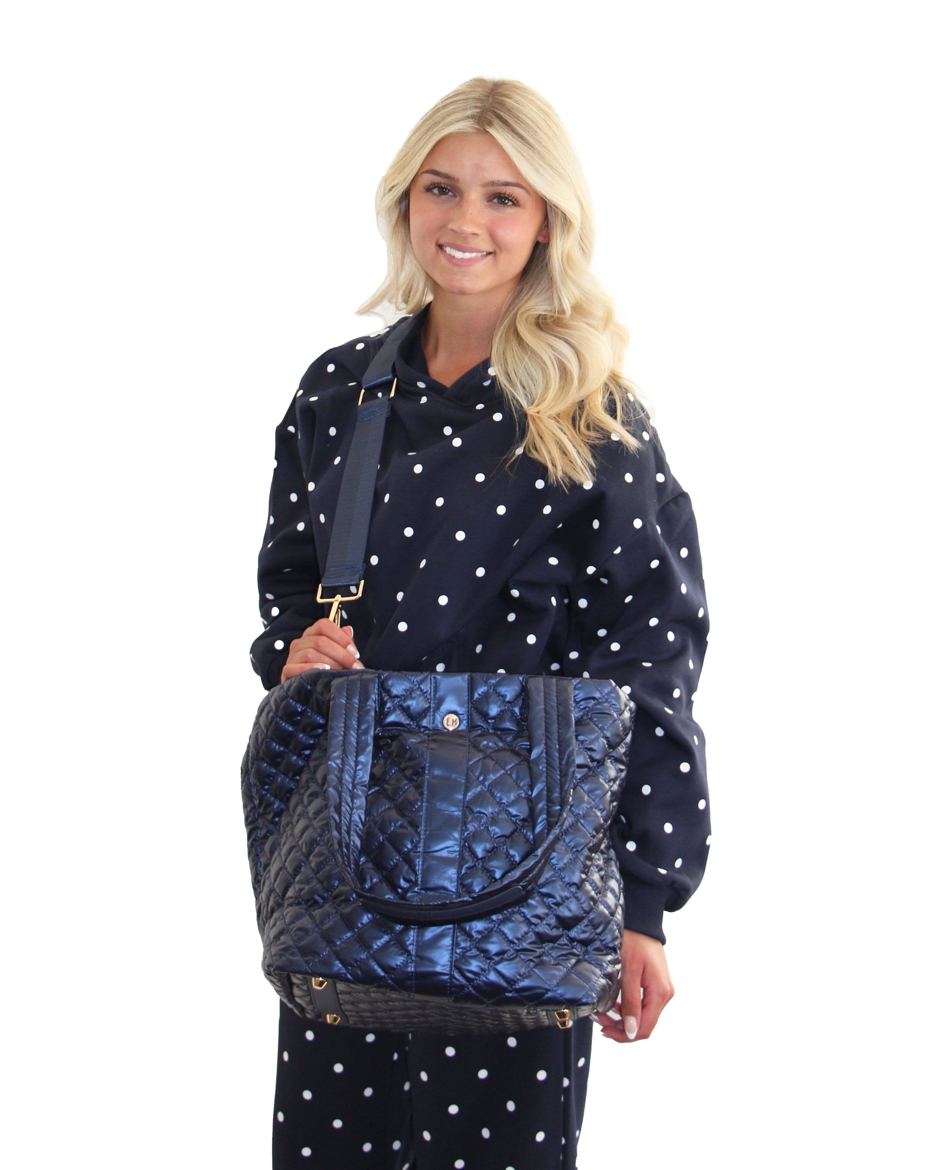 Diamond Tote Shoulder Bag Sapphire Navy