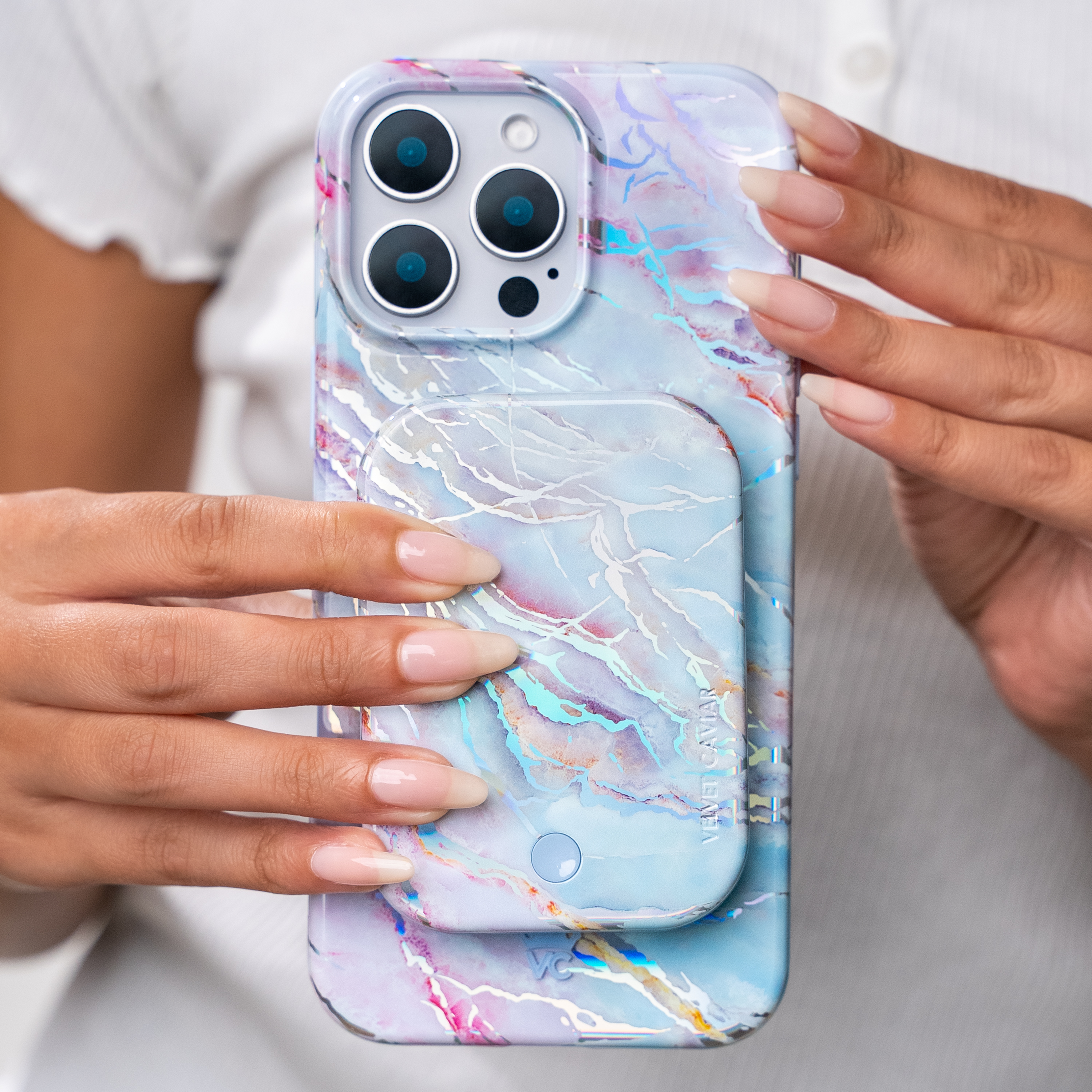 Wireless Phone Charger - Holo Moonstone Marble